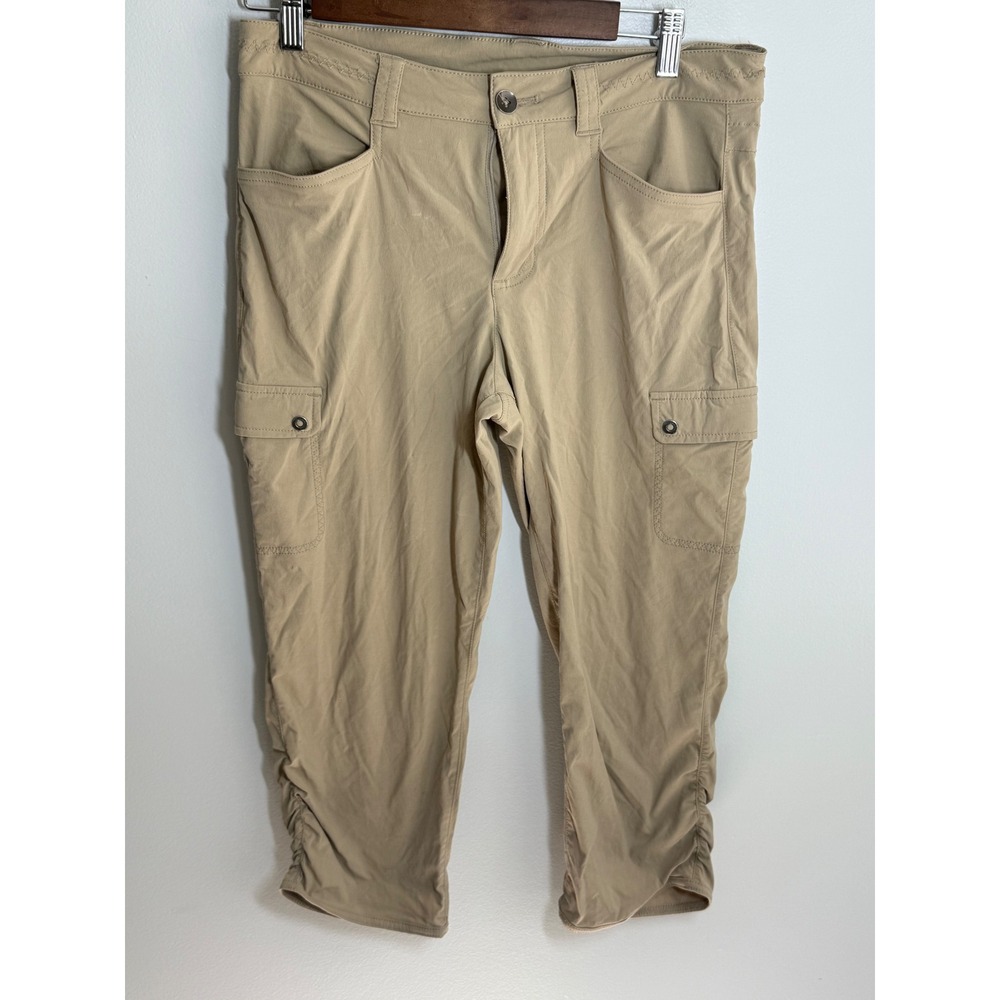 Lot of 2 Eddie Bauer First Ascent Women 6 Tall Khaki Hiking Cargo Capri Pants